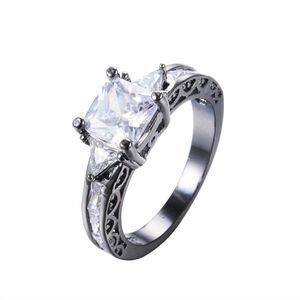 Size 9 Square Cut White Zircon Princess Style Ring for special gift New
